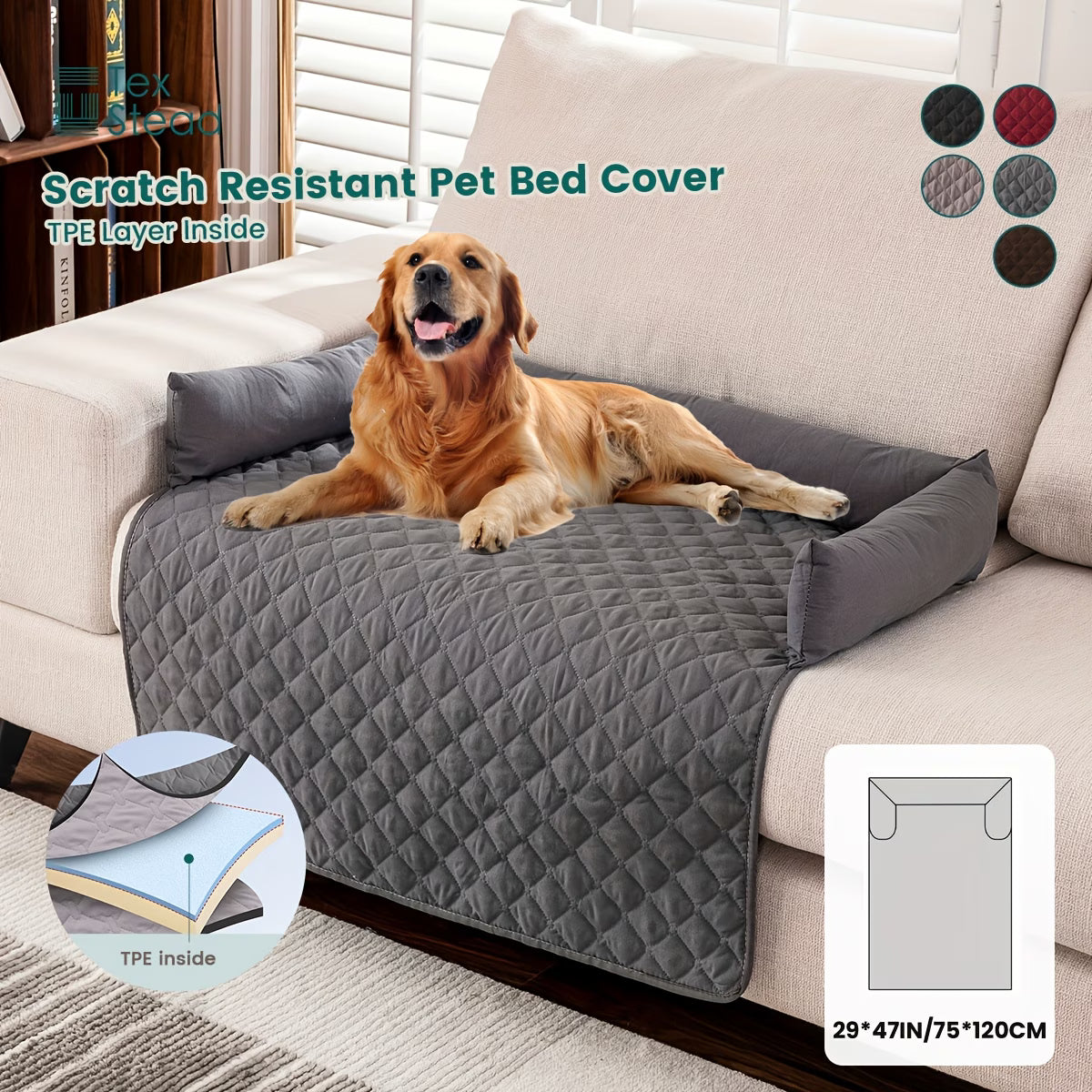 Premium Pet Sofa Protector with Bolster Cushions.