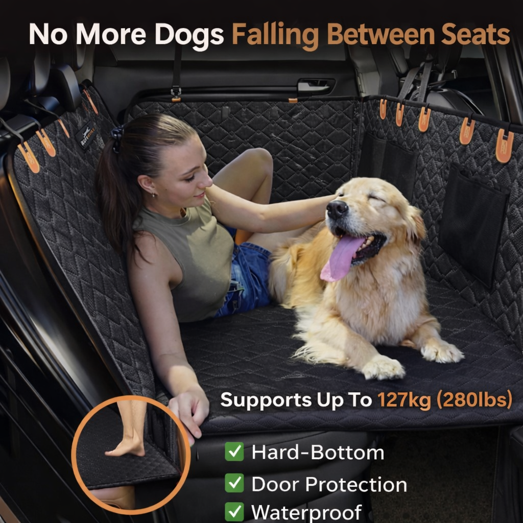 Heavy-Duty Dog Car Seat Extender – (Hard Bottom) - No More Falling Between Seats