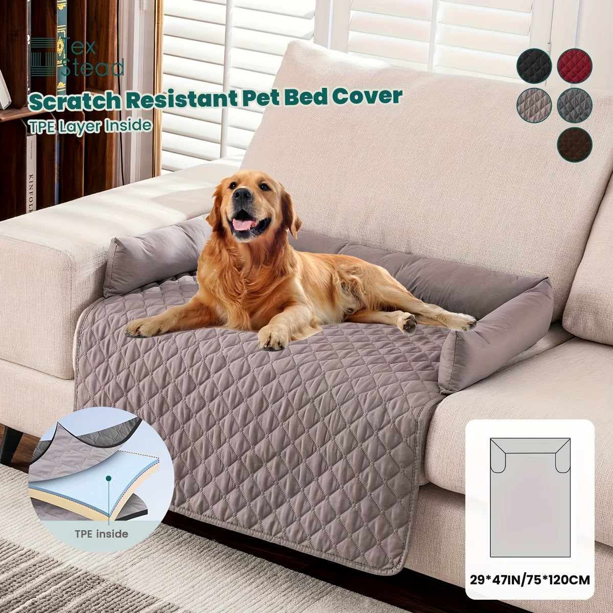 Premium Pet Sofa Protector with Bolster Cushions.